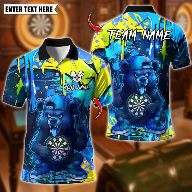 Polo ours coloré imprimé en 3D pour hommes