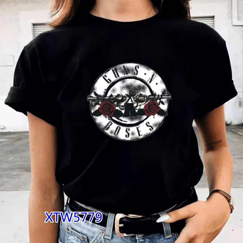 GUNS and Roses groupe de rock t-shirt femmes imprimer surdimensionné streetwear