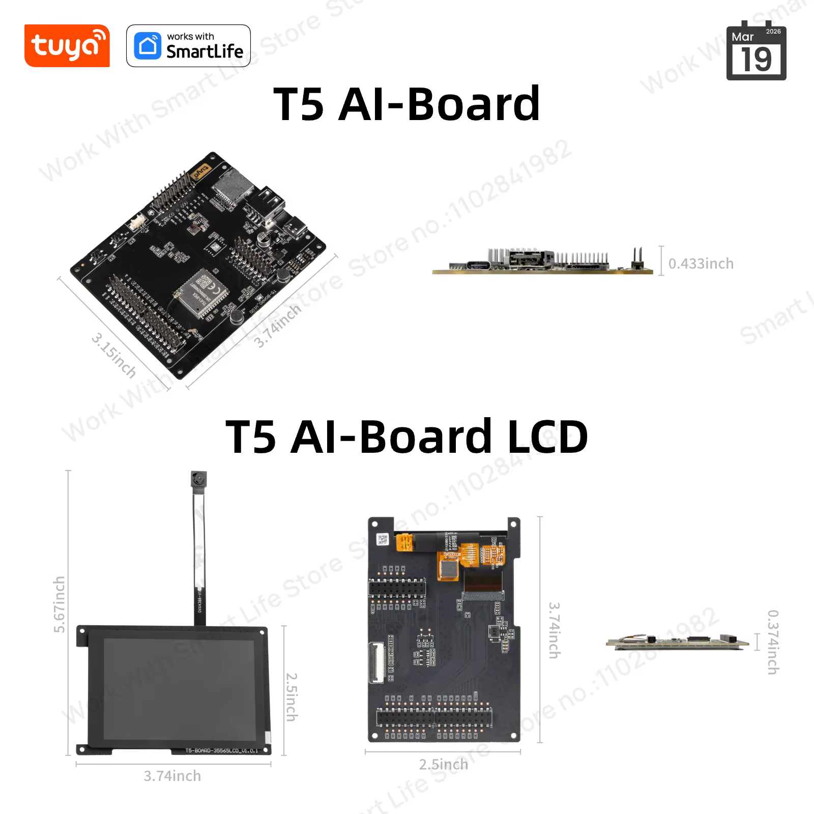 Carte de développement Tuya T5AI | Kit de fabrication de jouets AI | Voix/écran/double mode | SDK à source ouverte |
