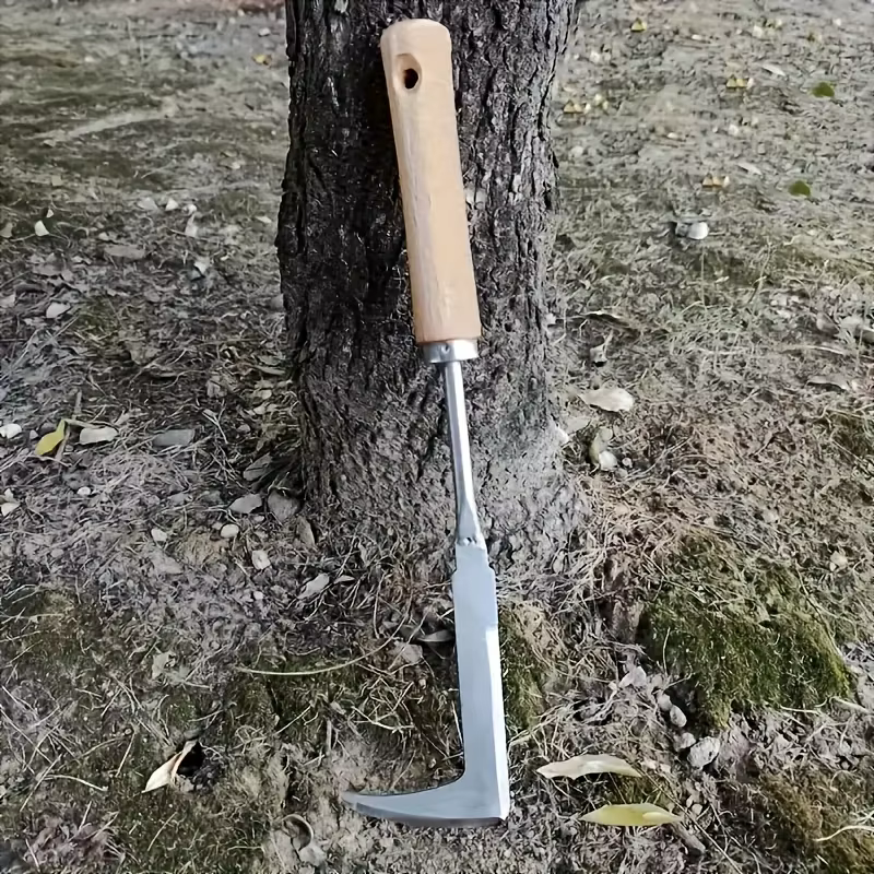Couteau de désherbage de jardin en acier inoxydable, outil de désherbage manuel à manche en bois pour pelouse, potager et entretien des plantes, jardinage d'été A