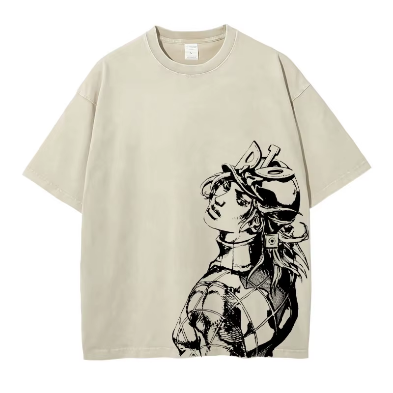 T-shirt Bandai Joestar Johnny vintage délavé JOJO à manches courtes Bizarre Adventure T-shirts oversize S-Steel Ball Run