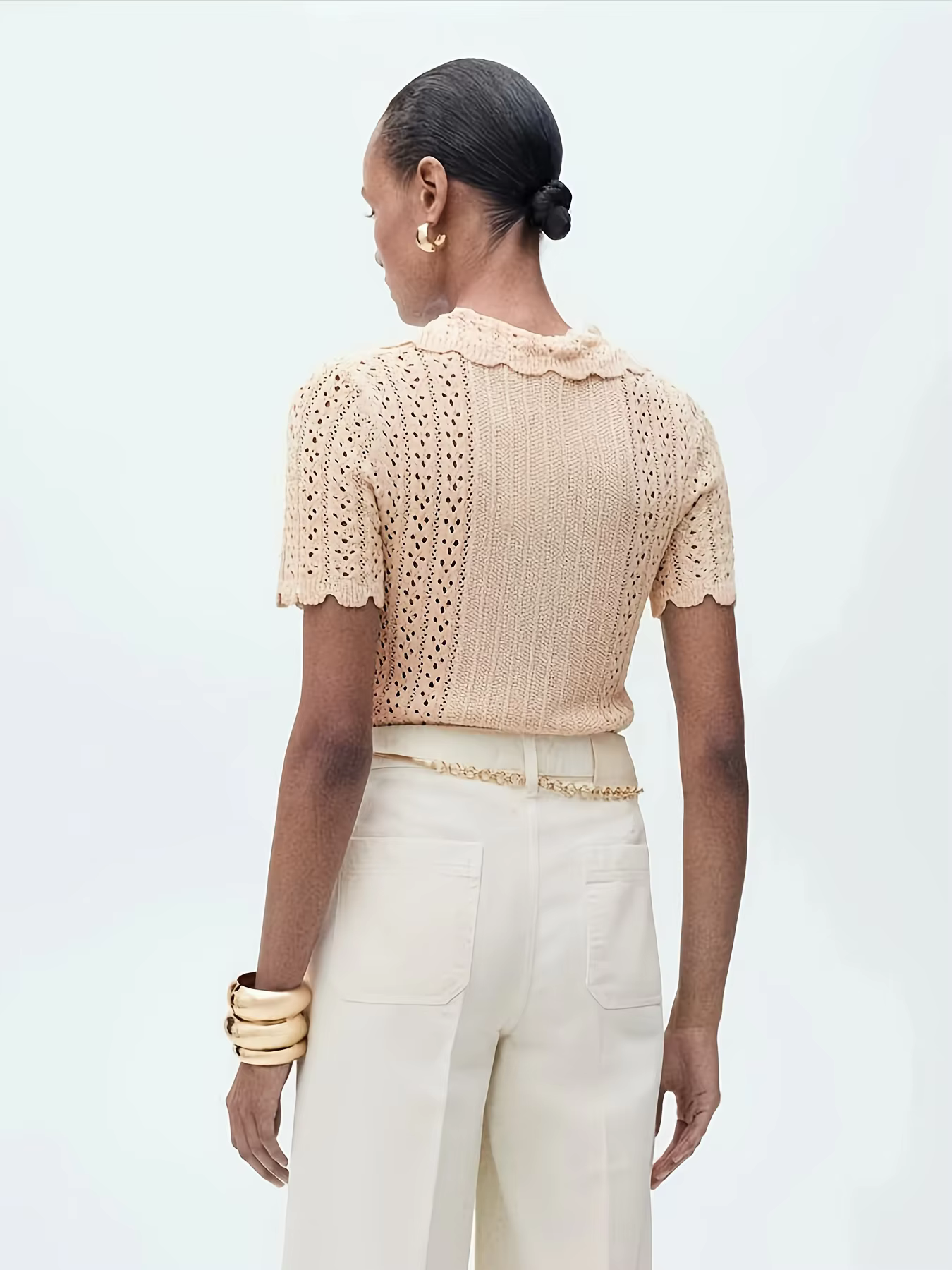 Pull-over slim fit à manches courtes pour femme