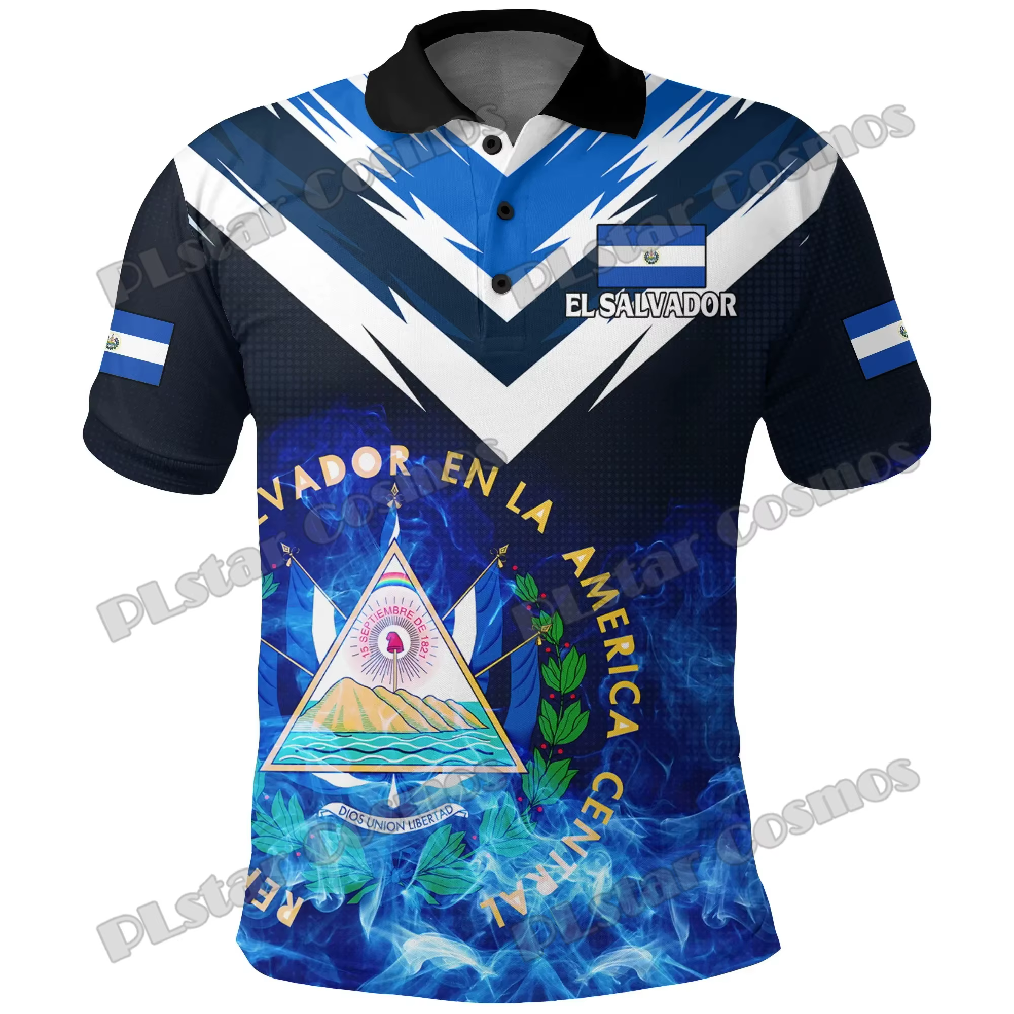 Chili & Costa Rica & El Salvador blason 3D imprimé hommes Polo été décontracté unisexe à manches courtes