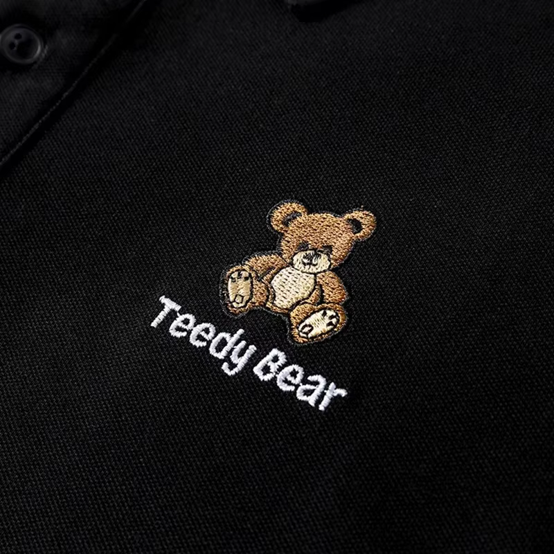 Lyprerazy été Teedy ours broderie Polo Streetwear décontracté Original hauts à manches courtes col rabattu T-shirt mâle