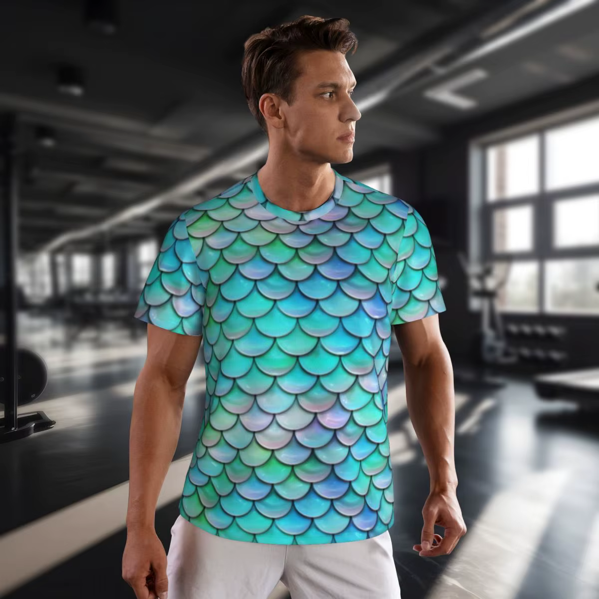 Vêtements de sport sirène mystique t-shirt écailles de poisson colorées T-Shirts populaires homme Streetwear