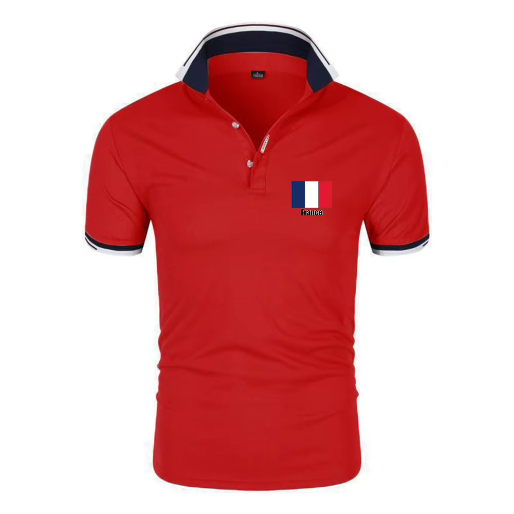 Nouveau Polo Décontracté Respirant en Coton Imprimé Drapeau FRANCE 2026 pour Homme – Six Couleurs Tendance pour l'Équipe de Football