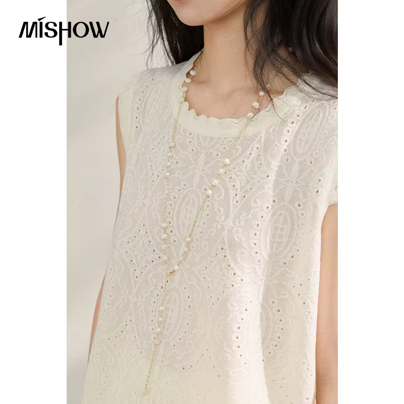 MISHOW – Nouveau débardeur élégant sans manches en dentelle tricotée pour femme