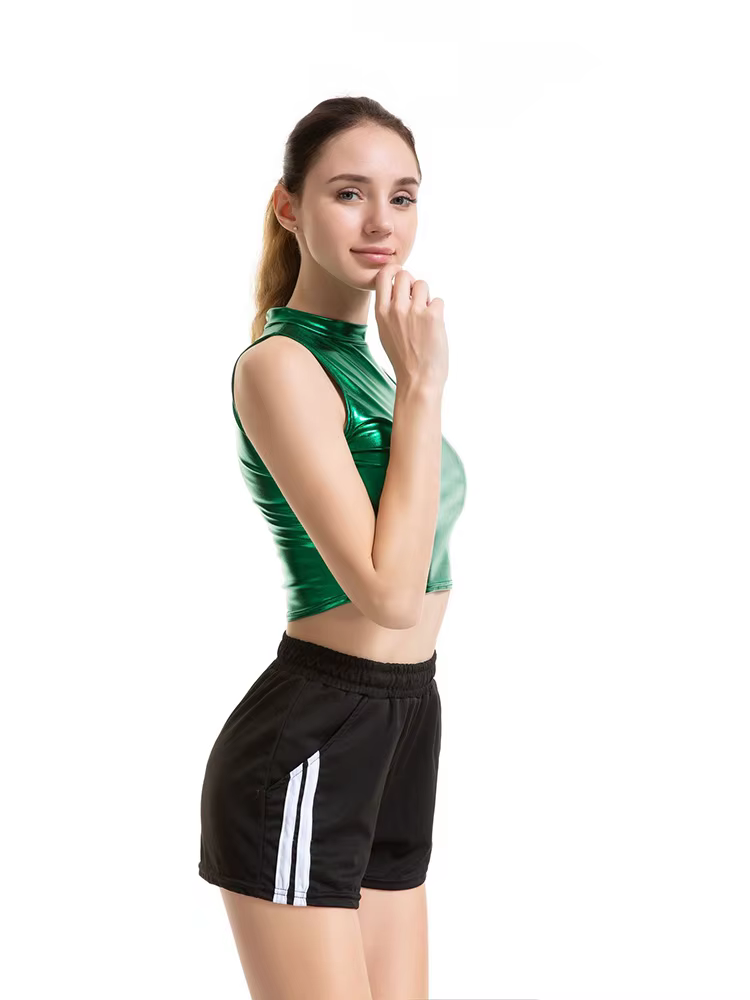 Haut court en cuir brillant pour femmes