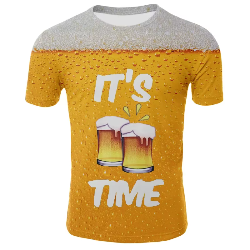 T-shirt imprimé 3D bière pour hommes