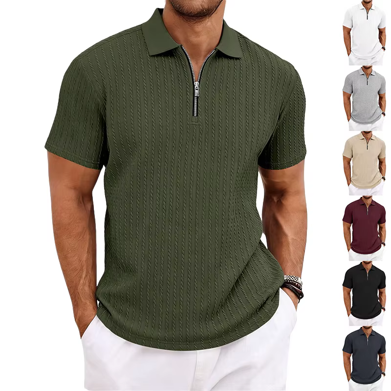 Polo à manches courtes avec col zippé