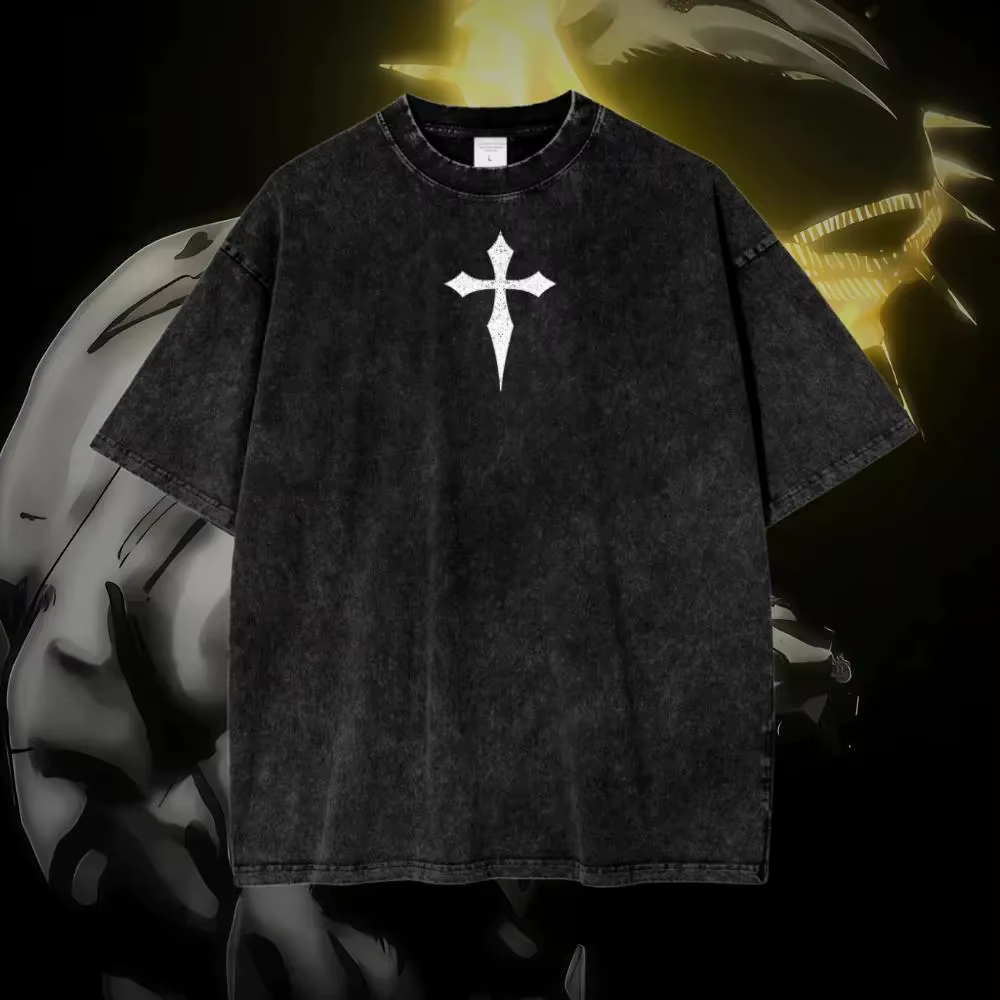 Anime Jojo's Bizarre Adventure jésus imprimé T-shirt hommes haute qualité coton t-shirts rétro lavé