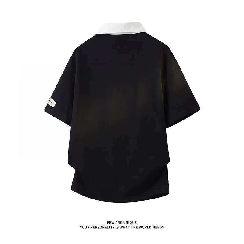 Chemises polo tendance à demi-zip bicolores pour hommes
