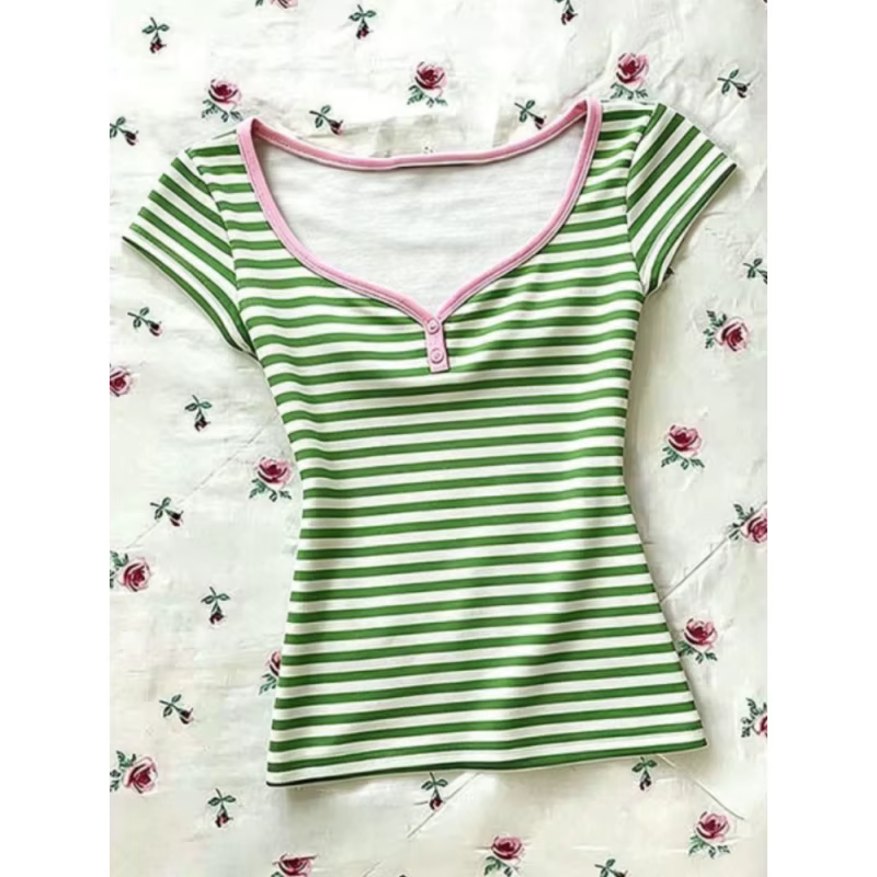 T-shirt Femme Chic en Coton à Rayures