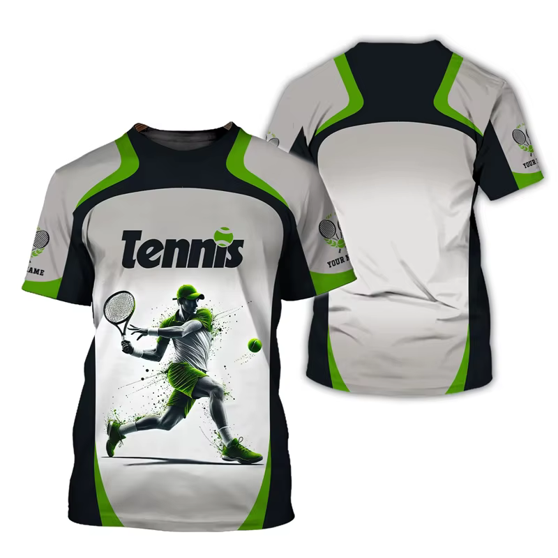Nom personnalisé Tennis T-shirt hommes 3d imprimé