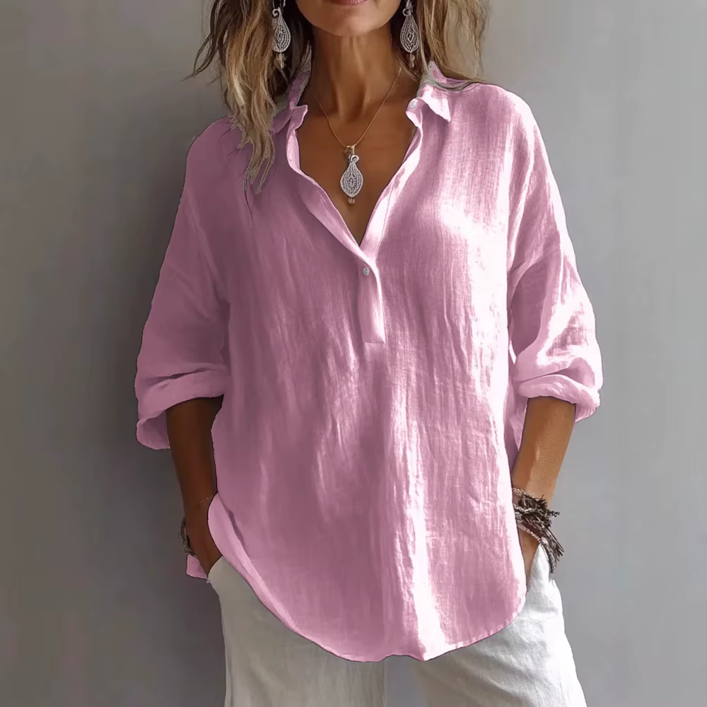 Chemise blanche en mélange de lin pour femmes