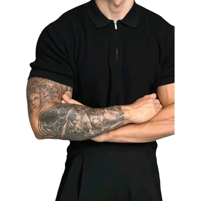 Polo tricoté décontracté à manches courtes pour homme