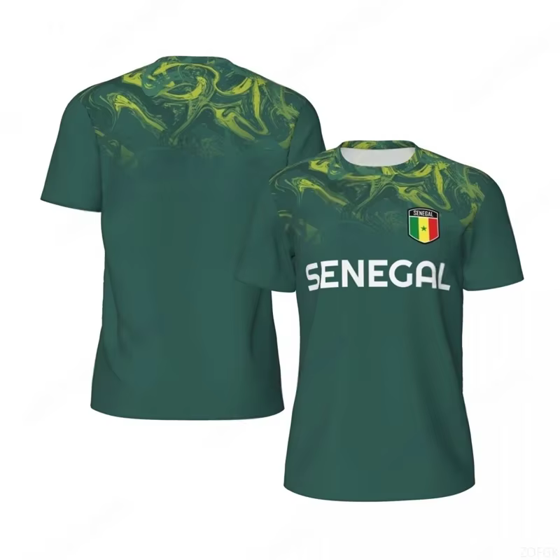 Mode drapeau du sénégal graphique Football T-shirts pour hommes tendance 3D emblème national imprimé sport
