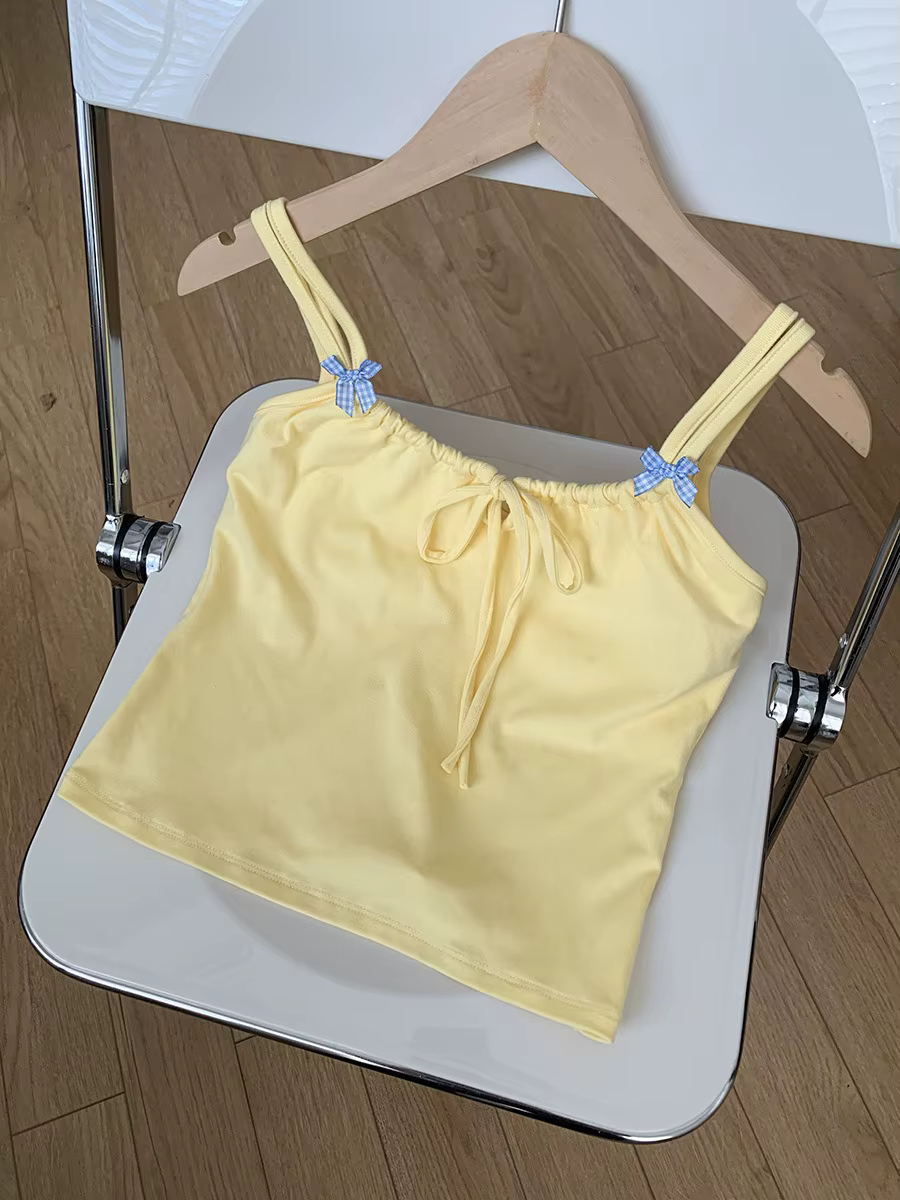 Débardeur jaune pour femme avec coussinets de poitrine