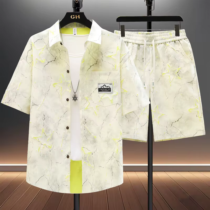 Chemises + shorts 2025 vêtements de sport d'été mode homme manches courtes imprimé ensembles