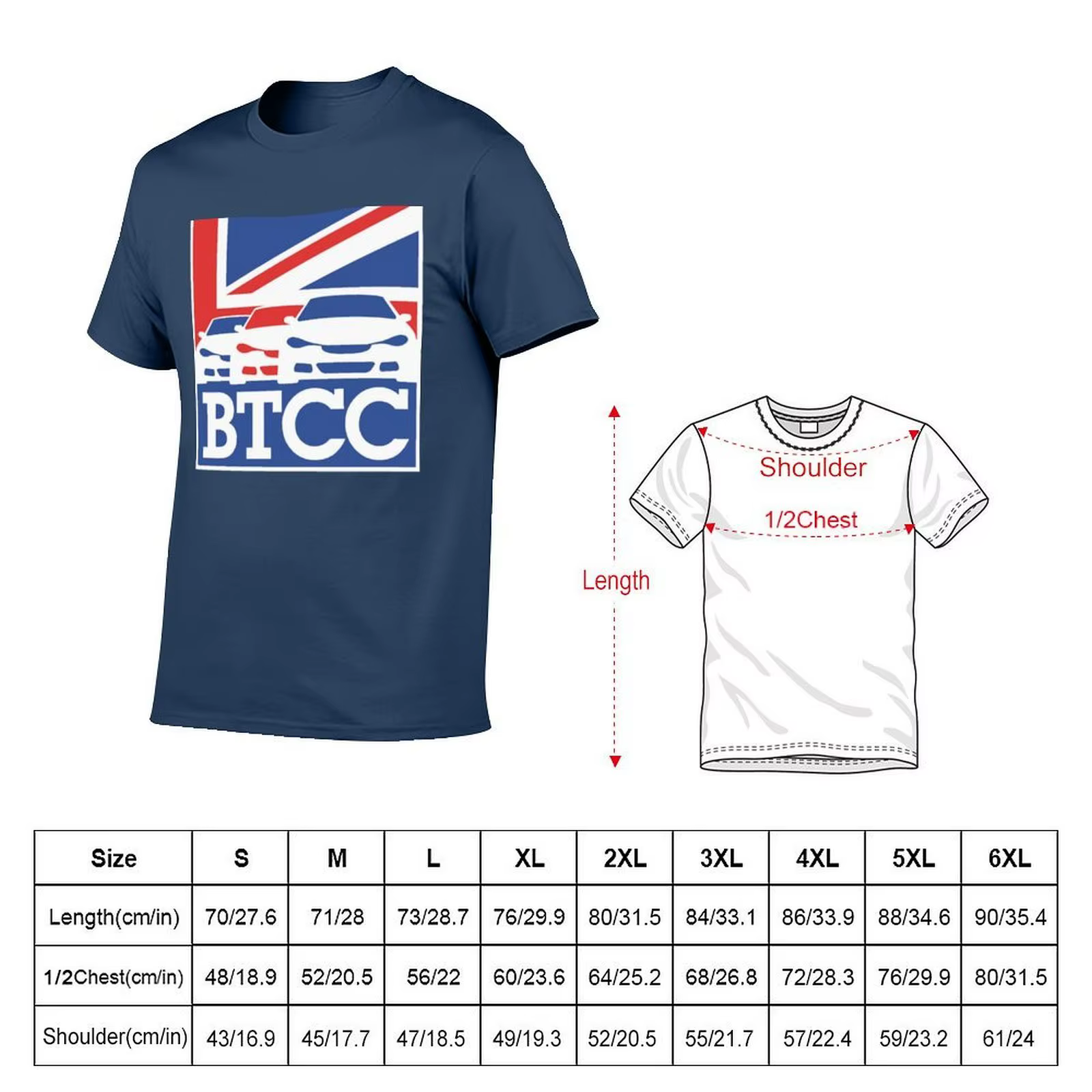 T-shirt à logo noir BTCC, haut en coton à manches courtes