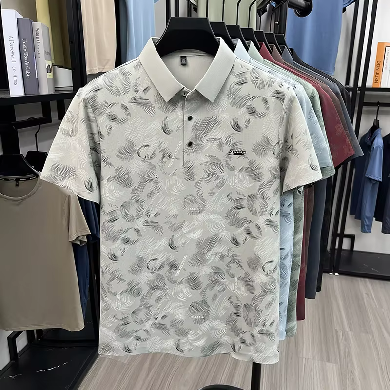 Polo brodé et imprimé avec logo minimaliste pour hommes