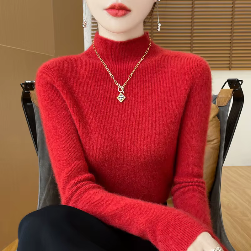 Half-high Striped Sweater for Women One-line Ready-to-wear Seamless Bottoming Shirt