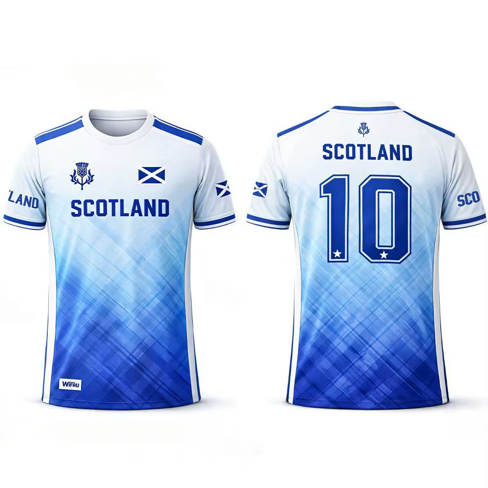 T-shirt imprimé drapeau écossais 2026 – Maillot de football respirant et à séchage rapide pour homme – Tenue d'entraînement quotidienne – Cadeau pour supporter