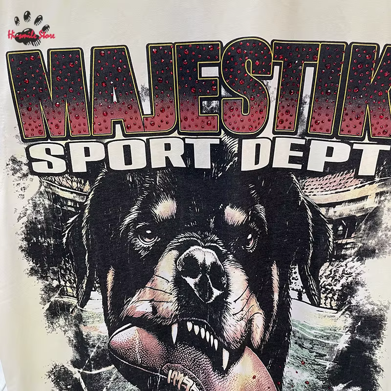 Nouveau T-shirt sans manches MAJESTIK à imprimé animalier en strass pour homme et femme