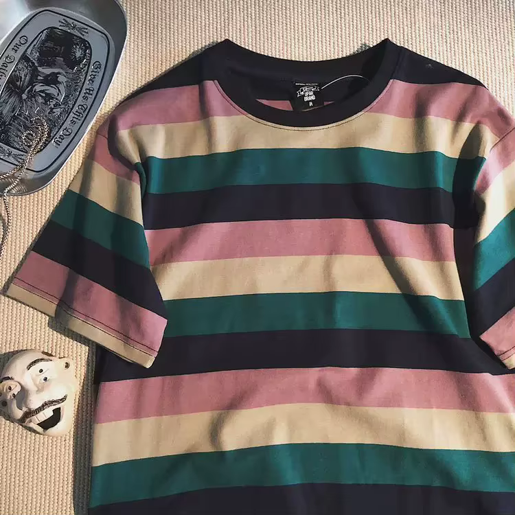T-shirt rayé vintage tendance pour hommes