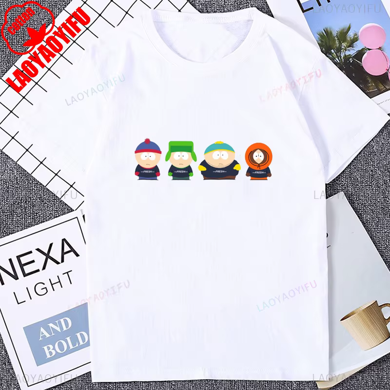 South Park Graphique Imprimé Homme T-shirt Coton Manches Courtes Streetwear Décontracté Mode Lâche Femmes