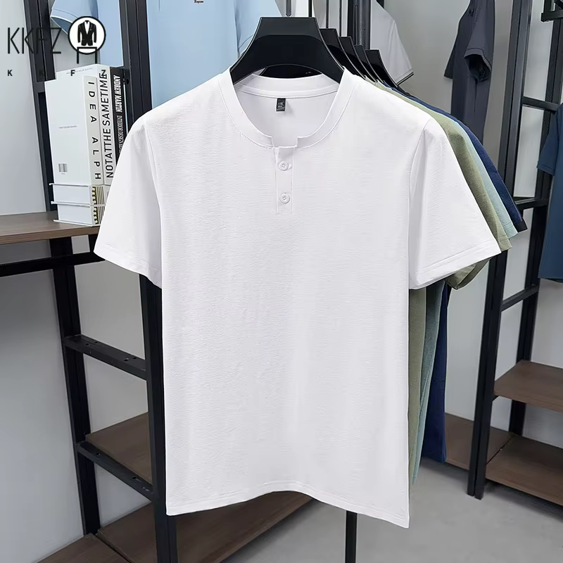 T-shirt Henley uni résistant à la transpiration pour homme