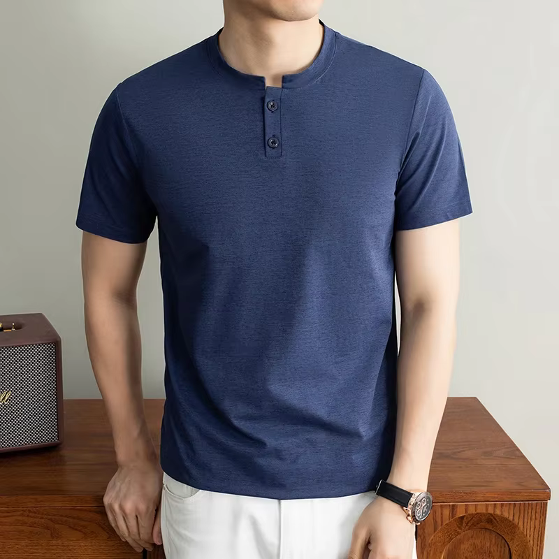 T-shirt Henley basique pour homme