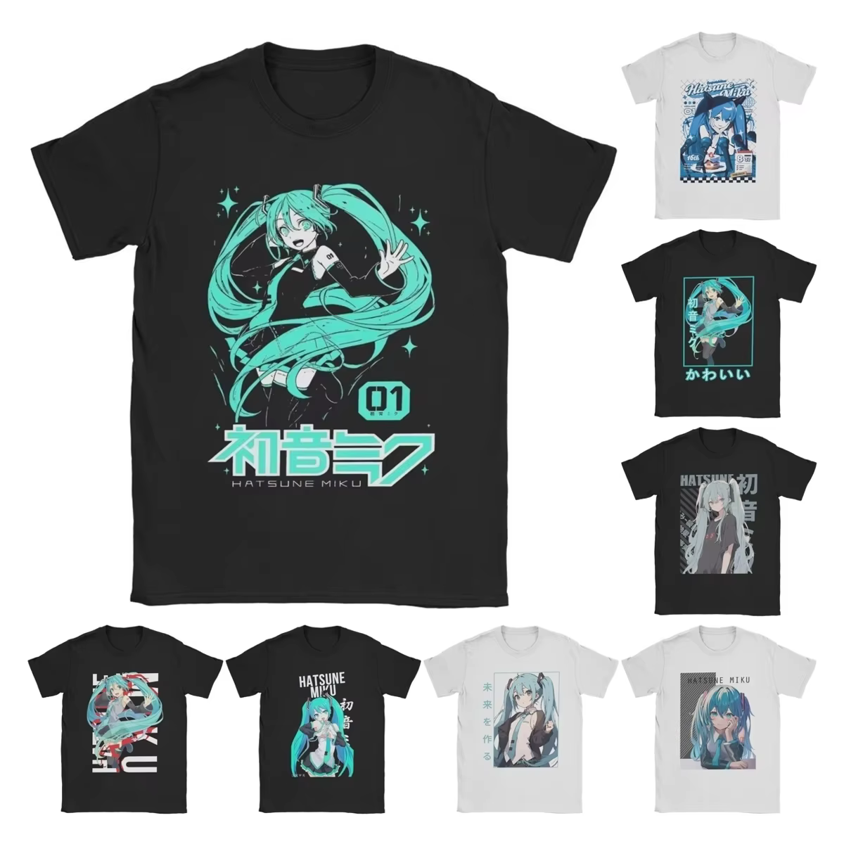 Hatsune Miku Anime T-shirt en coton pour hommes