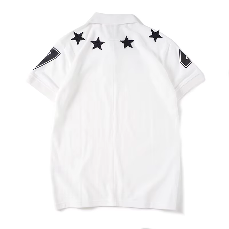 Haut nouveau hommes luxe 2021 classique brodé PU cuir étoile 74 polos chemise Hip Hop Skateboard coton Polo Top M-2XL # D177