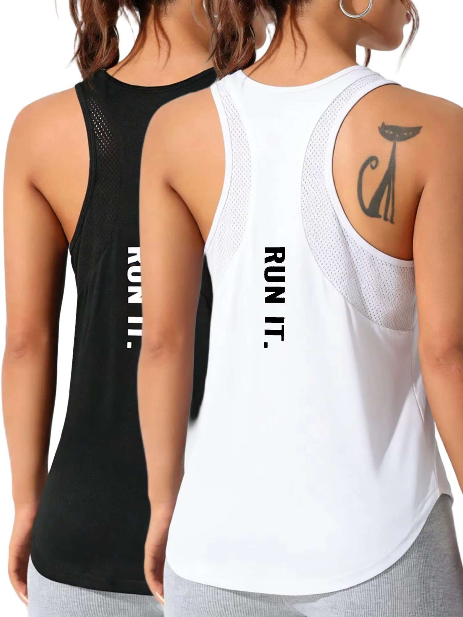Débardeur Sport Femme Imprimé Lettres Run It Art