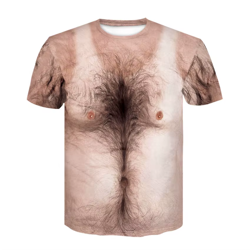 T-shirt graphique drôle pour homme avec poitrine poilue
