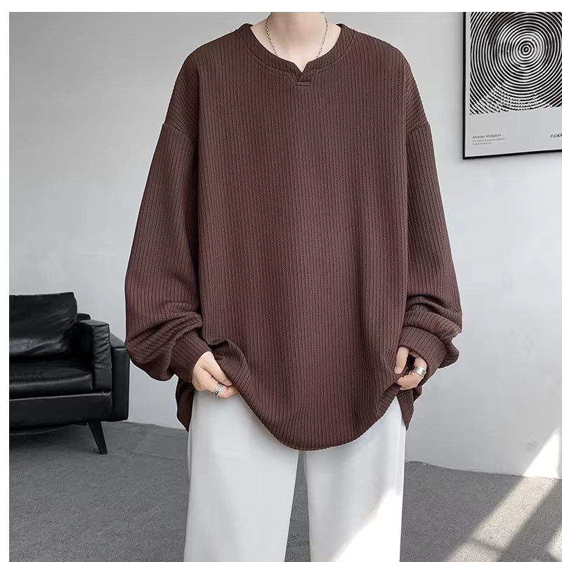 Haute qualité Texture à manches longues t-shirt pour hommes printemps automne décontracté hommes T-shirts hommes hauts vêtements classiques hommes T-Shirts