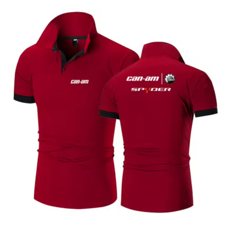Nouveau Polo Homme Tendance 2026 Couleur Unie Can-Am Team Motorcycles Manches Courtes