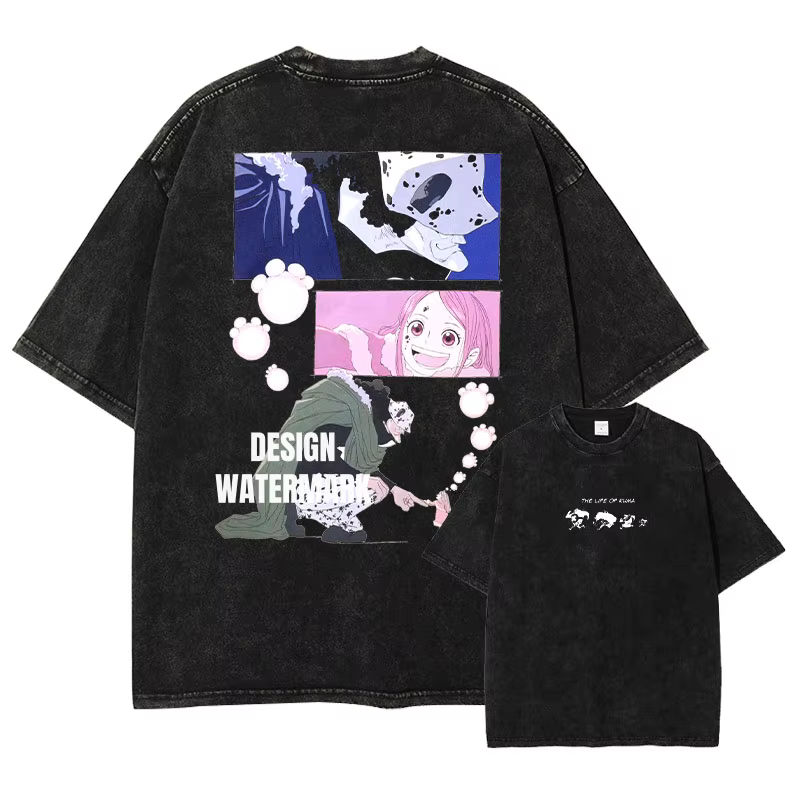 Bandai Anime O-One P-Piece T-shirts Vintage lavé Bonney t-shirt Manga Streetwear Bartholemew Kuma hauts