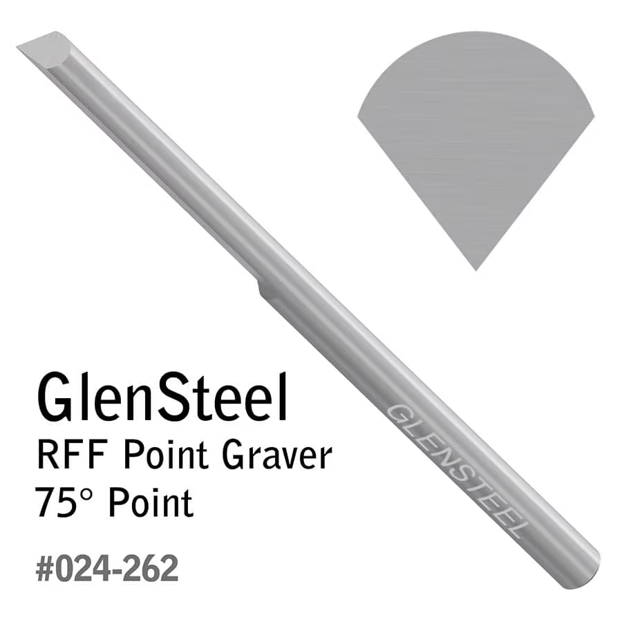 Graveur à pointe GRS GlenSteel RFF 30 ° -120 ° Outil de gravure en pointe en V pour le sertissage de pierres et les coupes profondes, HSS sans cobalt, tige QC de 1/8 pouce