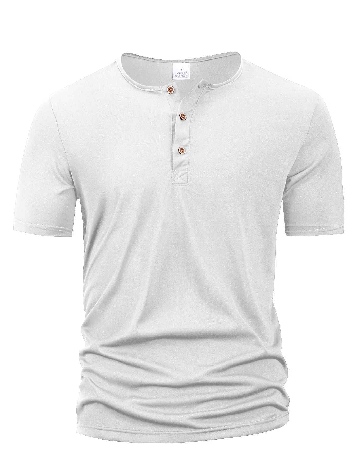 Été hommes col Henley T-shirts bouton mince décontracté mâle couleur unie à manches courtes