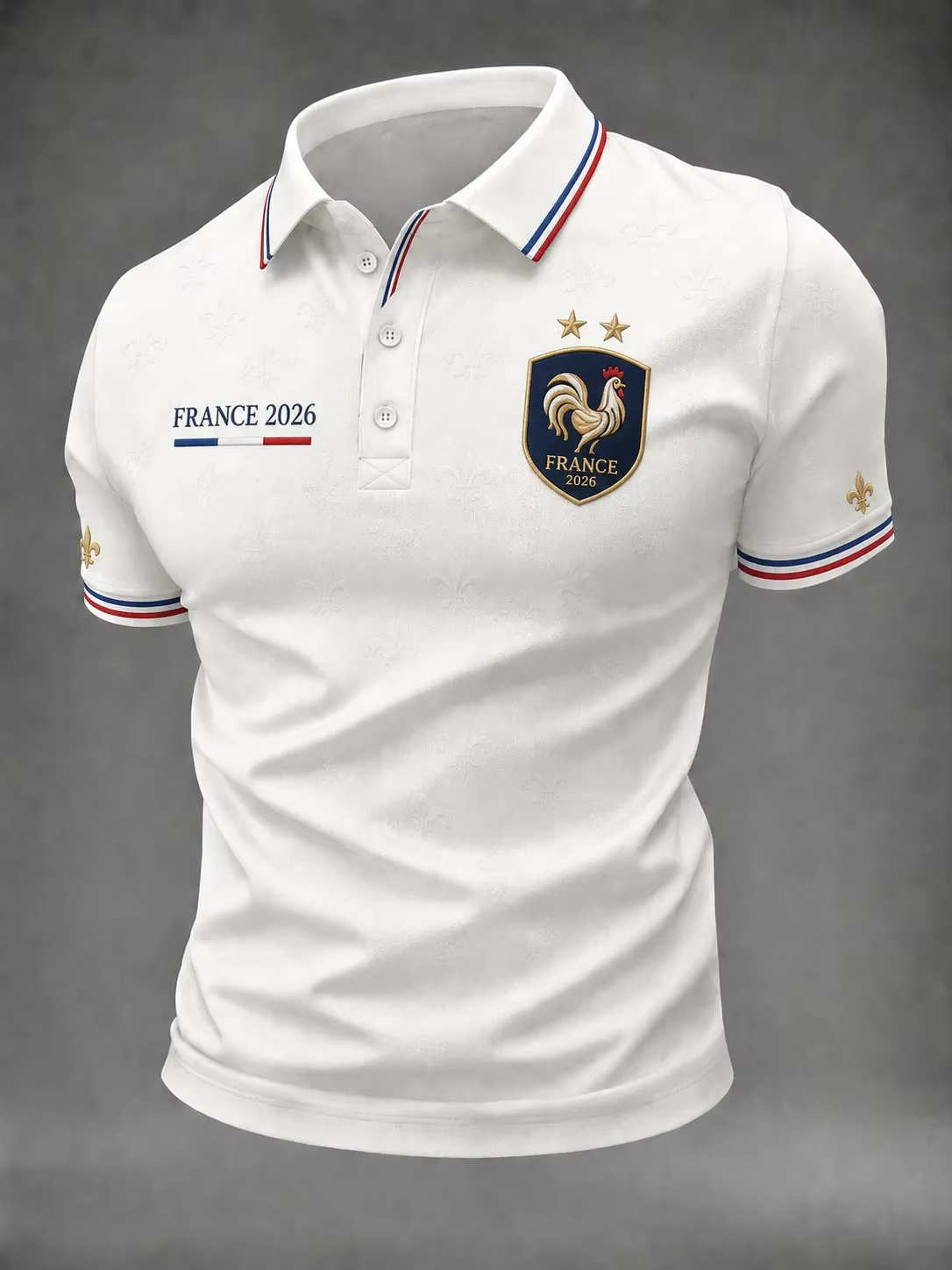 Polo de football pour supporters français édition 2026 - Impression 3D - Confortable et respirant - Convient aux hommes et aux femmes