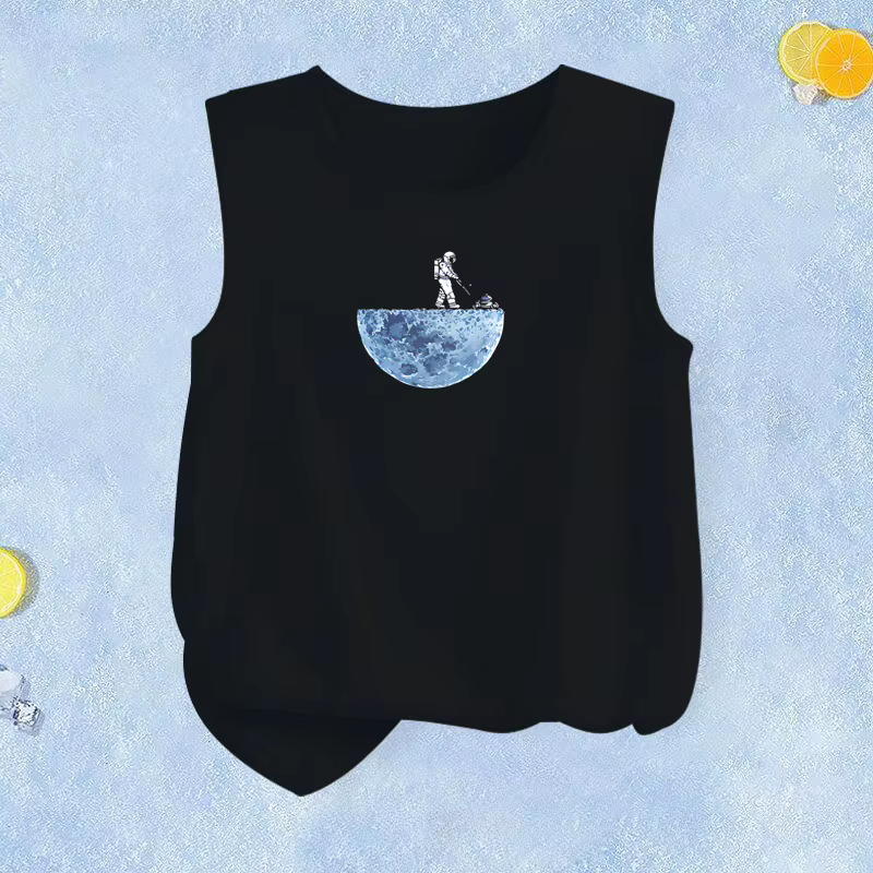 Débardeurs d'été respirants pour enfants, gilet design Spaceman pour bébés garçons, T-Shirt sans manches Cosmonaut 3-14T