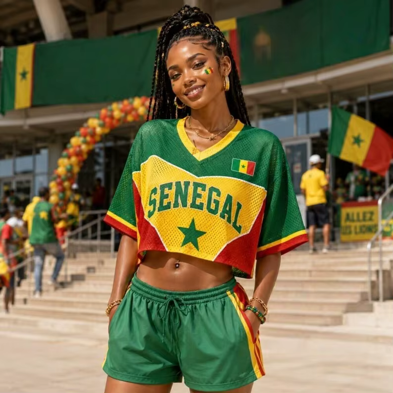 T-shirt court imprimé 3D aux couleurs du drapeau du Sénégal