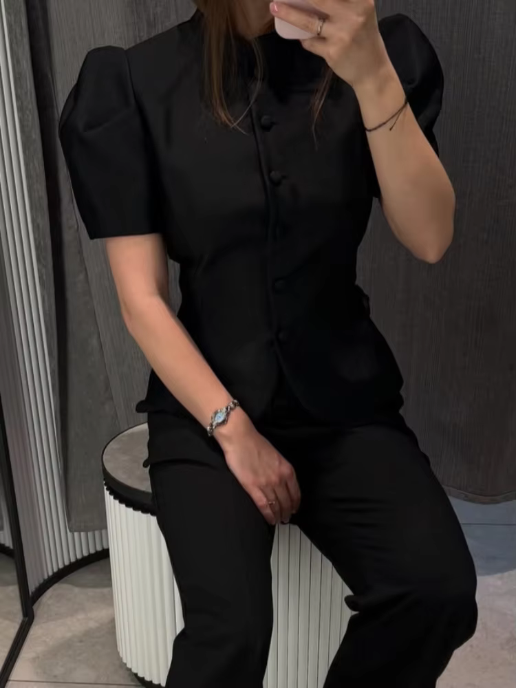 Ensemble deux pièces sexy pour femme : haut court asymétrique transparent à imprimé floral et pantalon large – Style urbain