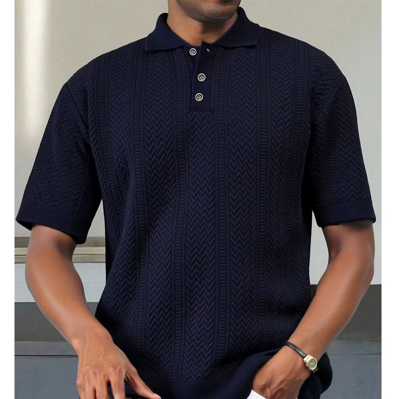 Nouveau T-shirt Polo en Maille pour Homme 2026 – Chemise Décontractée à Manches Courtes Extensible pour l'Été