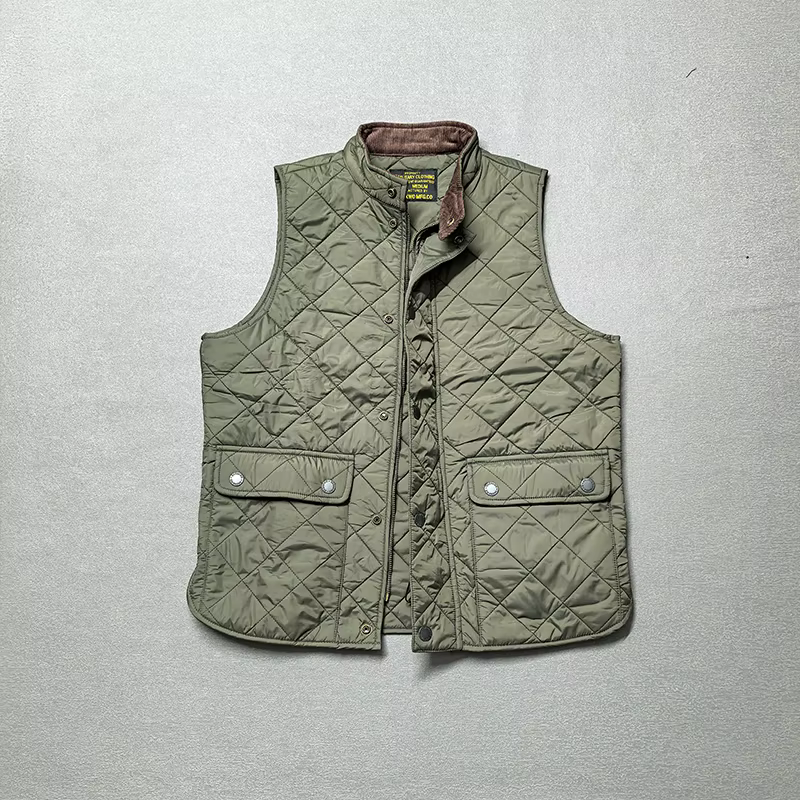 Automne et hiver nouveau américain rétro à manches longues Dom matelassé gilet hommes Style Polo 100% Polyester épais décontracté multi-poches manteau