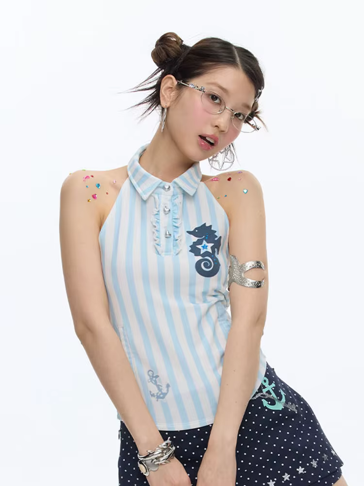Débardeurs moulants rayés sexy pour femme – Style streetwear rétro américain