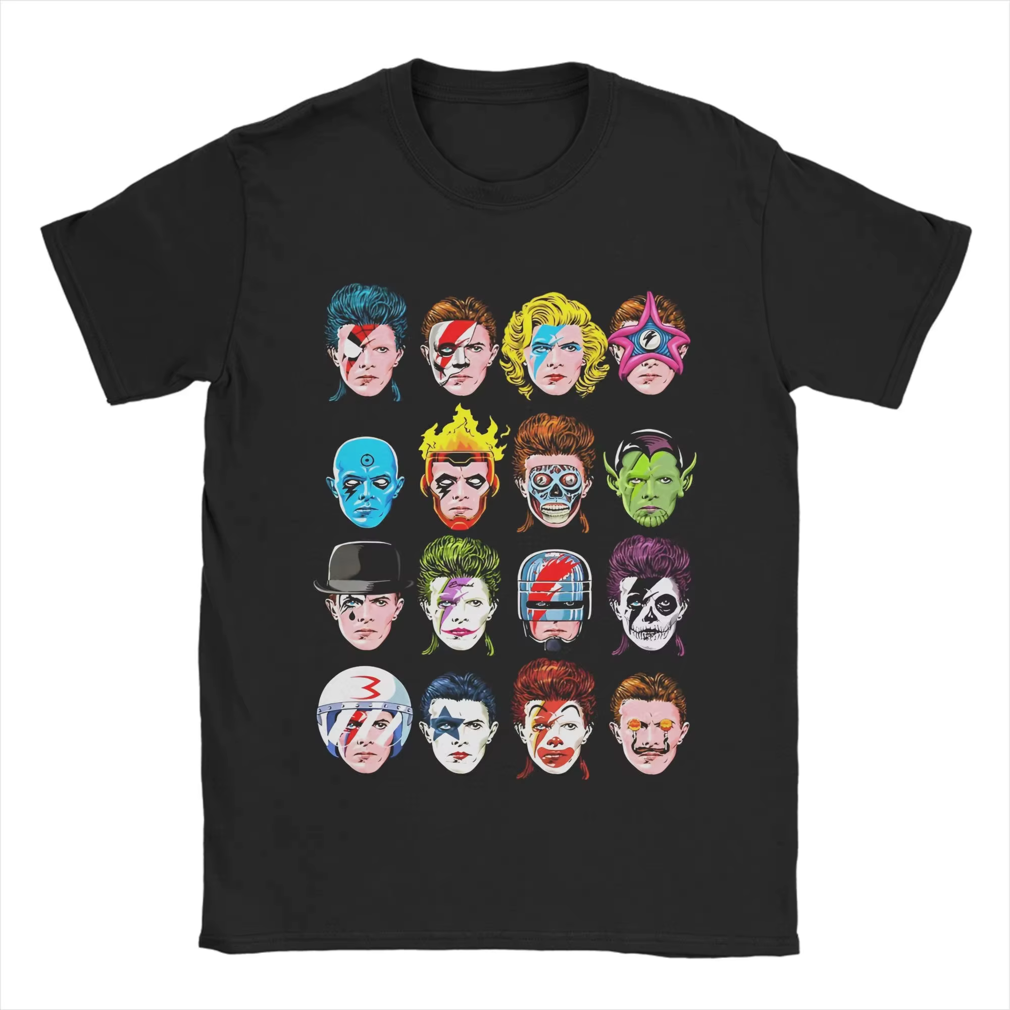 Nouveau T-shirt décontracté à manches courtes et col rond imprimé D-David's Bowied