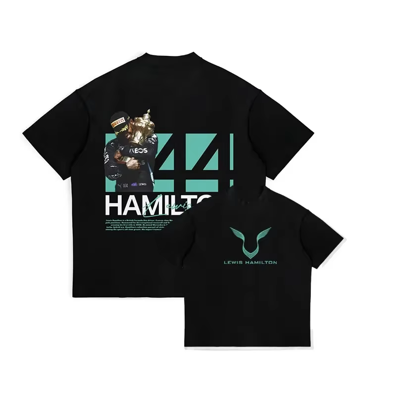 T-shirt de sport oversize pour homme été 2025 avec imprimé graphique Lewis Hamilton